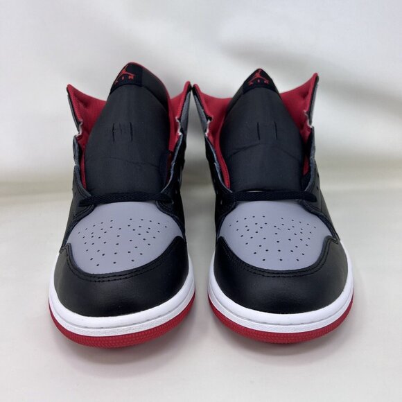 Nike Air Jordan 1 Mid Shoes Black Grey Red White Men’s Size 11.5 - Picture 3 of 10